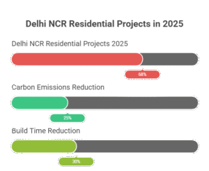 Infographic explaining verified construction costs, RERA checks, PCC types, and green building benchmarks in Delhi NCR 2025.